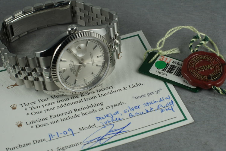 2006 Rolex Modern Datejust 116234 with Silver Stick Dial