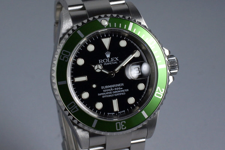 2003 Rolex Green Submariner 16610LV with Box and Papers ‘Y Serial Full Set’