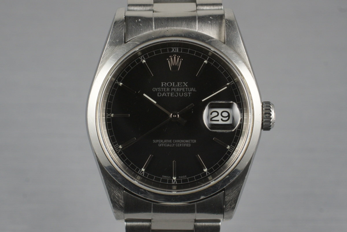 HQ Milton - 2001 Rolex DateJust 16200 Black Dial with Box Papers