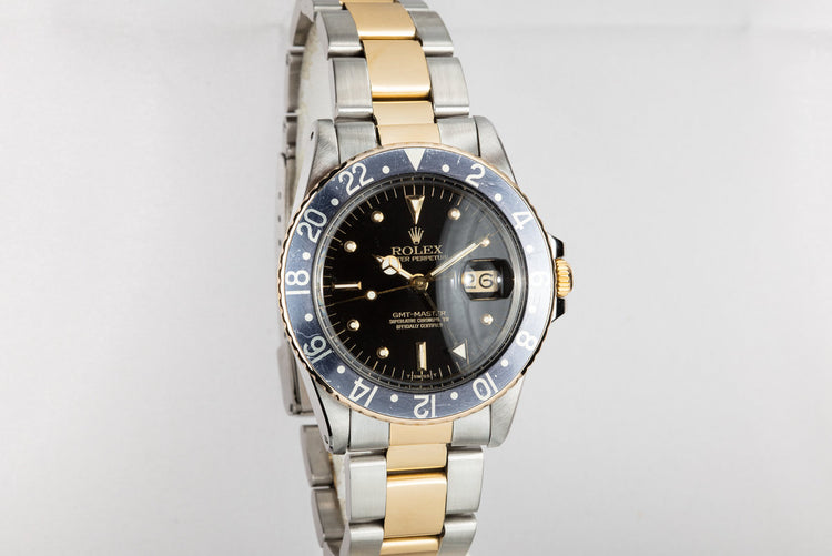 1981 Rolex Two-Tone GMT-Master 16753 Black Nipple Dial with Box and Papers