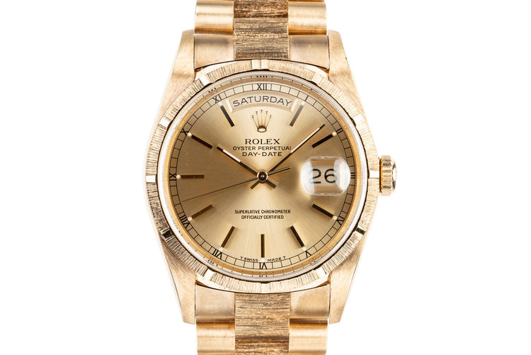 1991 Rolex 18K YG Bark Day-Date 18248 with Box