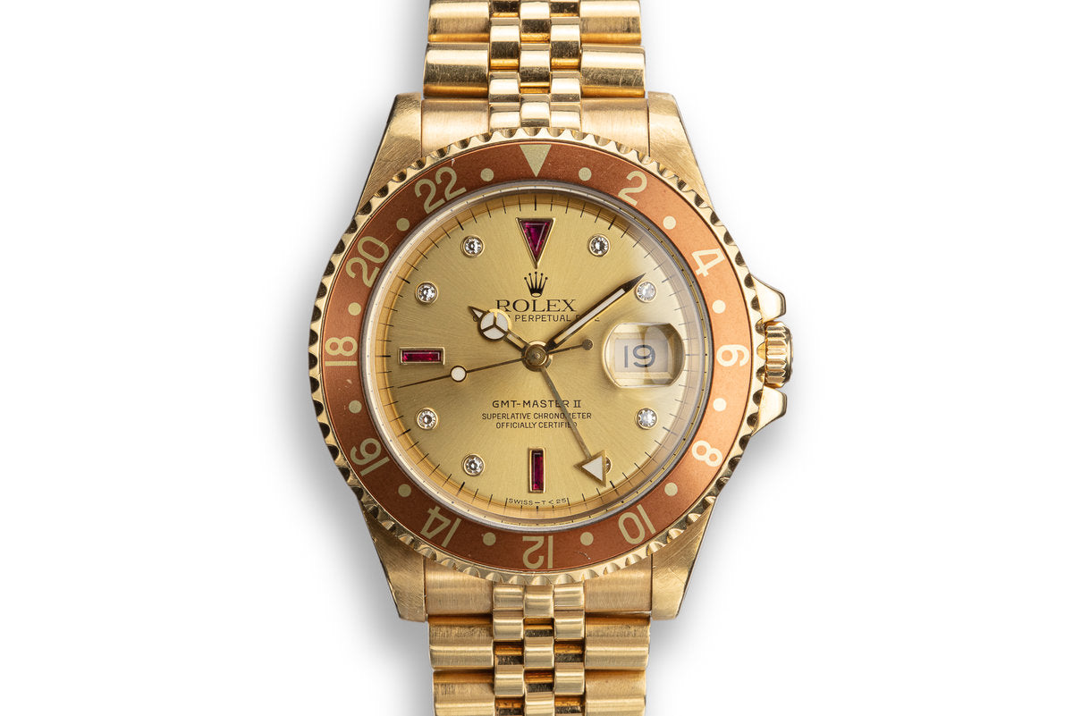 HQ Milton 1991 Rolex 18K YG GMT-Master II 16718 with Champagne