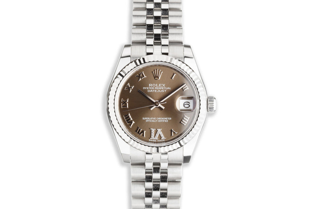 2021 Midsize 31mm Rolex Datejust 178274 Diamond 'VI' Gray Dial with Box & Card