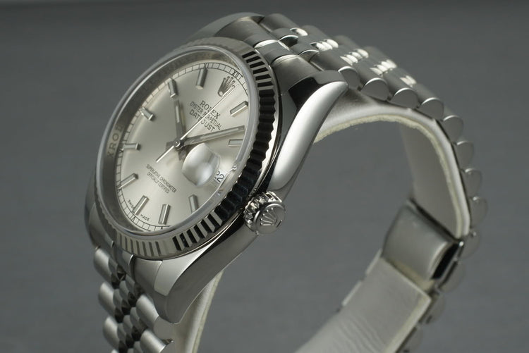 2006 Rolex Modern Datejust 116234 with Silver Stick Dial