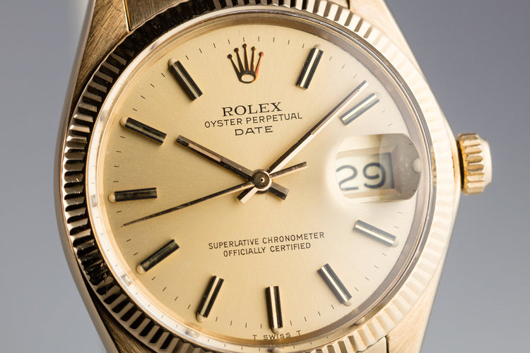 1972 Rolex 18K YG Date 1503 Champagne Dial
