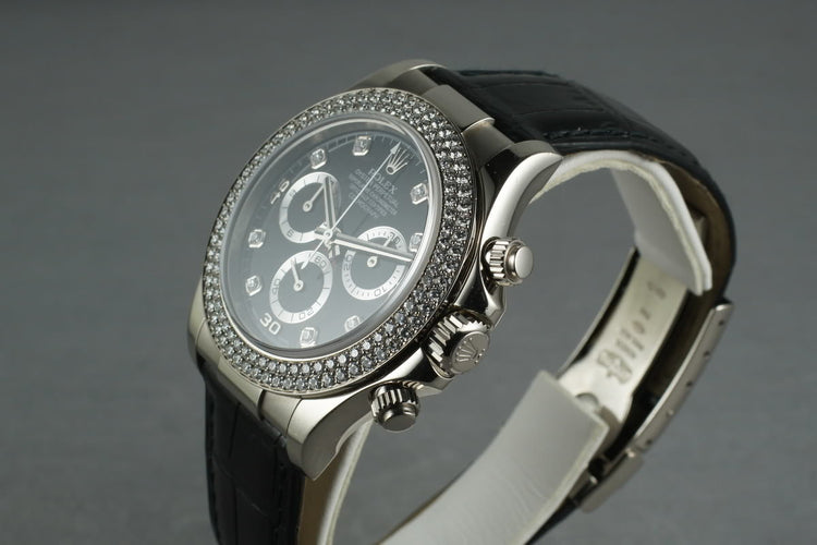 2001 Rolex WG Daytona 116589 with Factory Diamond Bezel and Dial