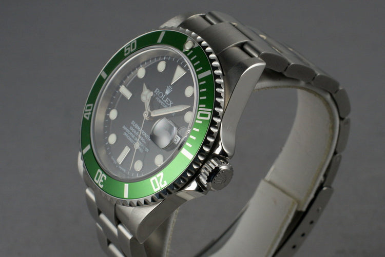 2005 Rolex Green Submariner 16610 with Box and Papers