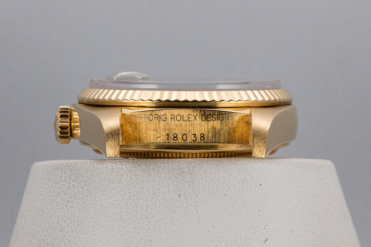 1982 Rolex 18k YG Day-Date 18038 Lapis Dial with Box and Booklets