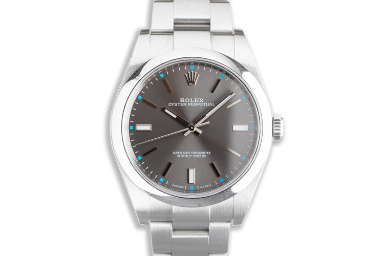 2017 Rolex Oyster Perpetual 39mm 114300 Dark Rhodium Dial Box & Card