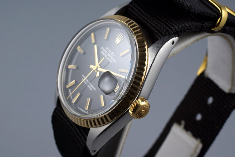 1968 Rolex Two Tone Datejust 1603 Glossy Black Dial