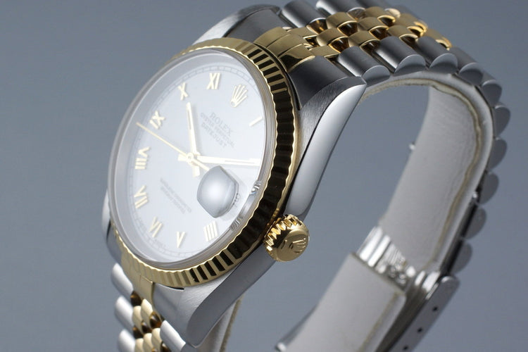 1994 Rolex Two Tone DateJust 16233 White Roman Numeral Dial with Box and Papers