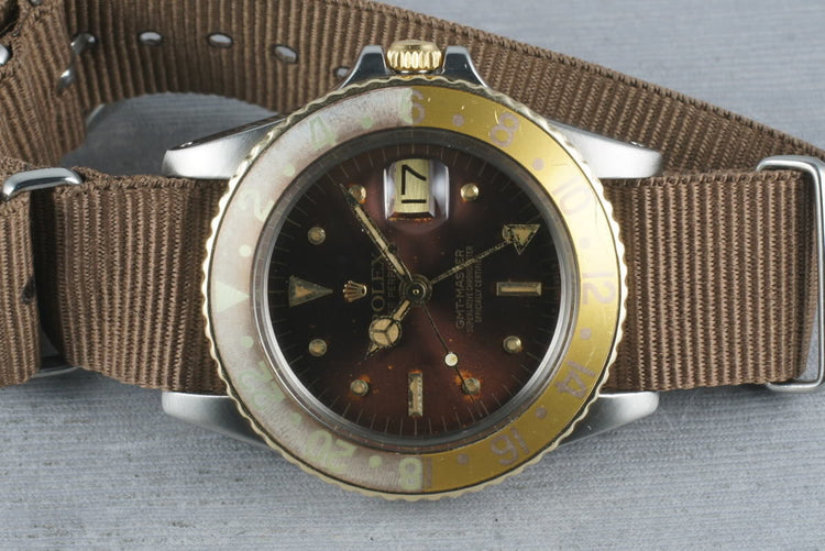 Rolex GMT Two Tone 1675 with root beer nipple dial with faded insert