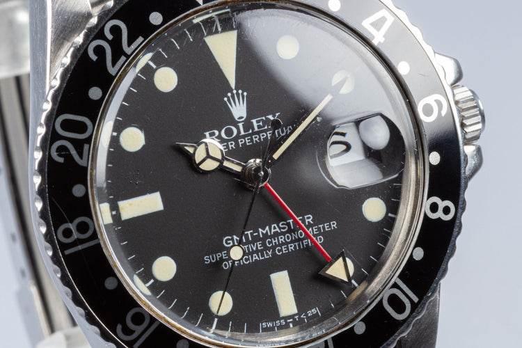 1982 Rolex GMT Master 16750 Creamy Matte Dial Black Bezel