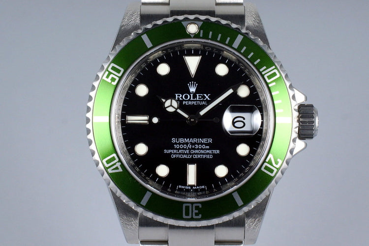 2009 Rolex Green Submariner 16610V with Box and Papers