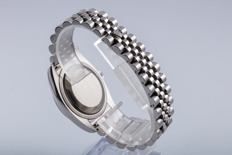 2012 Rolex DateJust 116234 with Black Dial Diamond Markers with Super Jubilee Bracelet, Box & Card