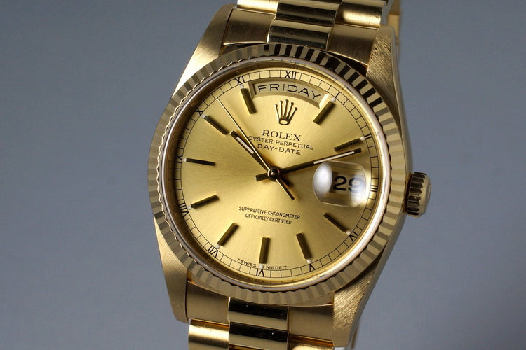 1995 Rolex YG Day-Date 18238 with Box and Papers