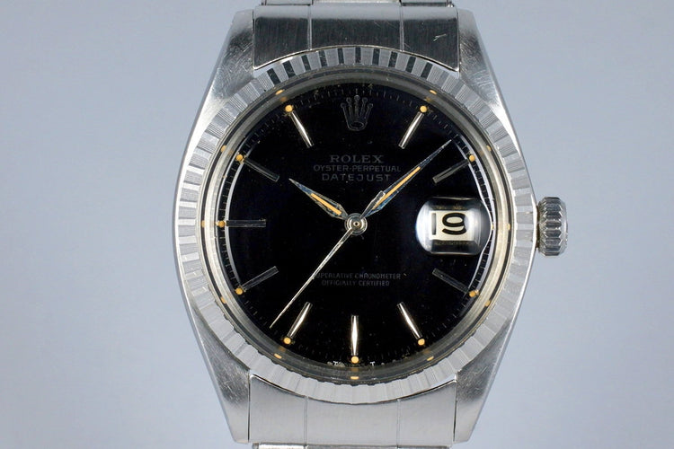 1964 Rolex DateJust 1603 Glossy Black Dial with Box and Papers