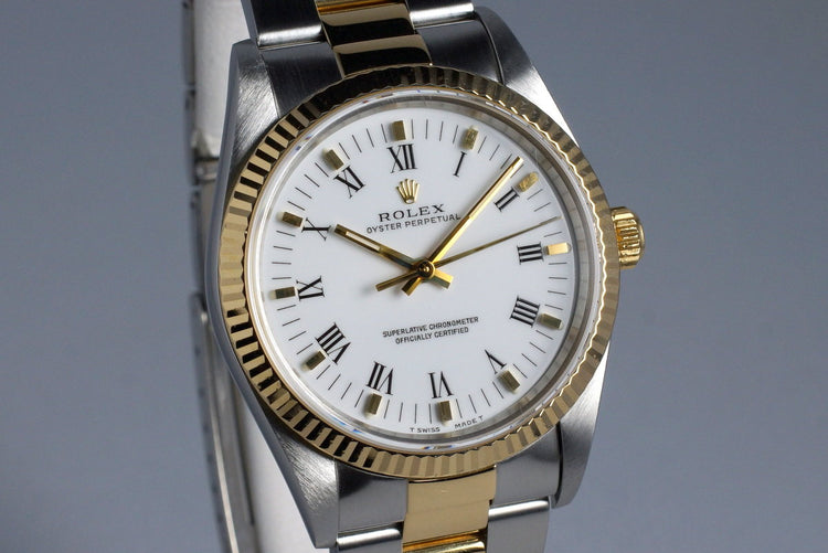 1994 Rolex Two Tone Oyster Perpetual 14233 White Roman Dial