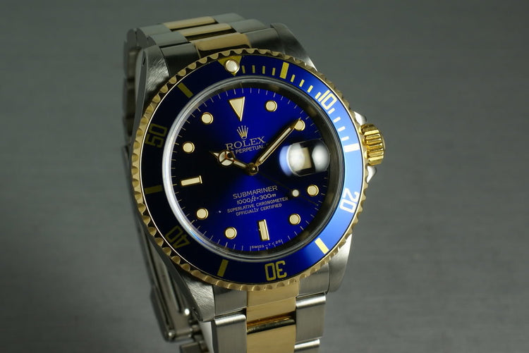 Rolex Submariner 18K/SS Blue Dial 16613 Box and Papers