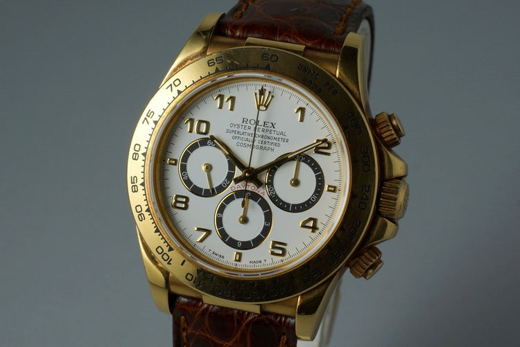 1995 Rolex YG Zenith Daytona 16518 White Arabic Dial with Box and Papers