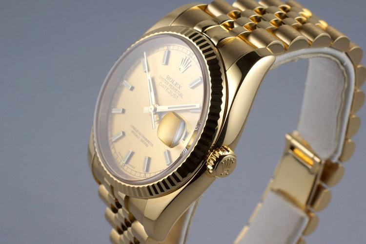 2013 Rolex YG DateJust 116238 with Box and Papers