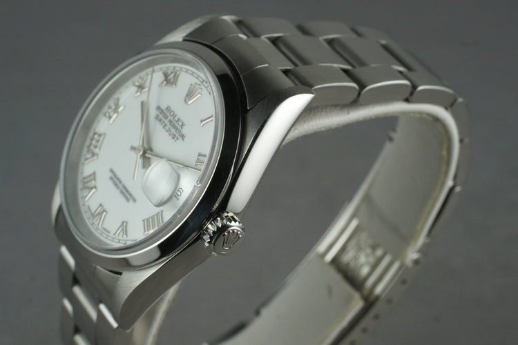 1997 Rolex DateJust 16200 White Roman Numeral Dial with Box Papers