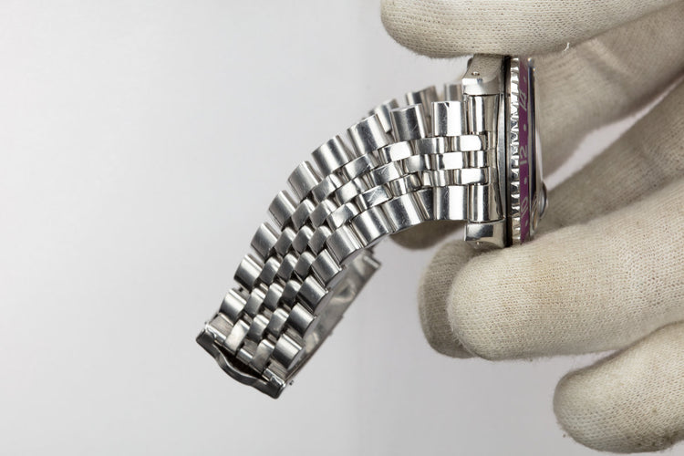 1961 Rolex Pointed Crown Guard GMT-Master 1675 Fuchsia with Gilt Chapter Ring Exclamation Dial