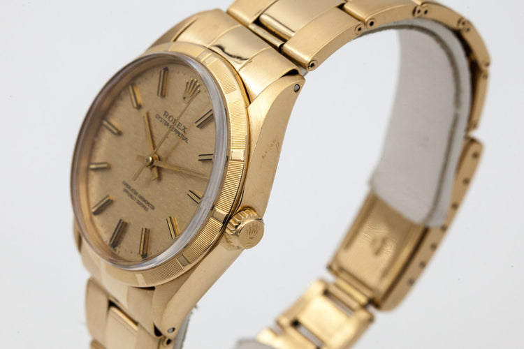 1971 Rolex Yellow Gold Oyster Perpetual 1005 Gold Mosaic Dial