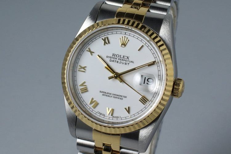 1994 Rolex Two Tone DateJust 16233 White Roman Numeral Dial with Box and Papers
