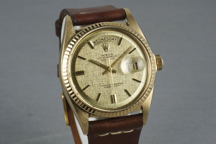 Rolex Vintage 18K YG President: 1803 with Linen Dial
