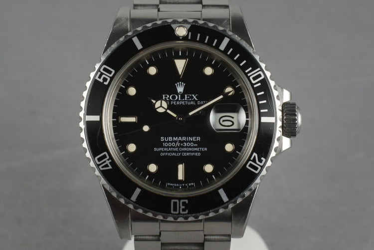 1985 Rolex Submariner 16800 with Box and Papers