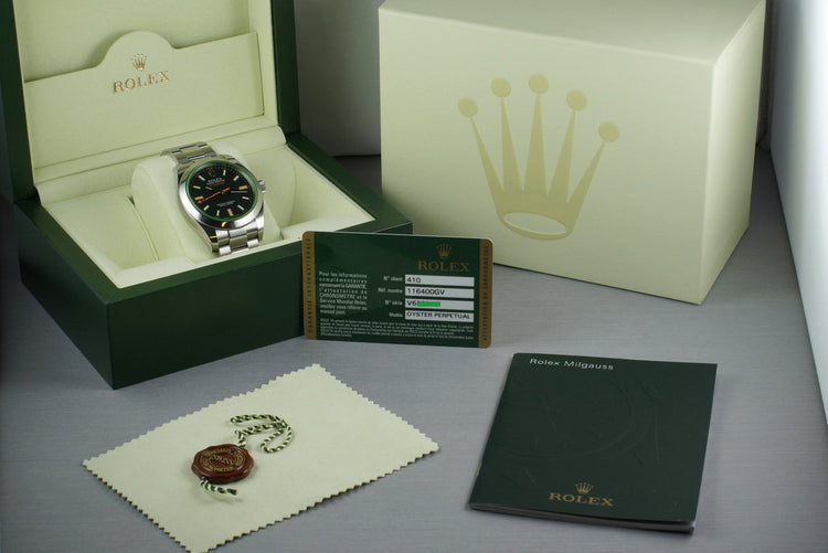 2009 Rolex Milgauss 116400GV with Box and Papers