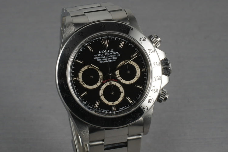 Rolex SS Zenith Daytona 16520 Box and Papers with Black Dial