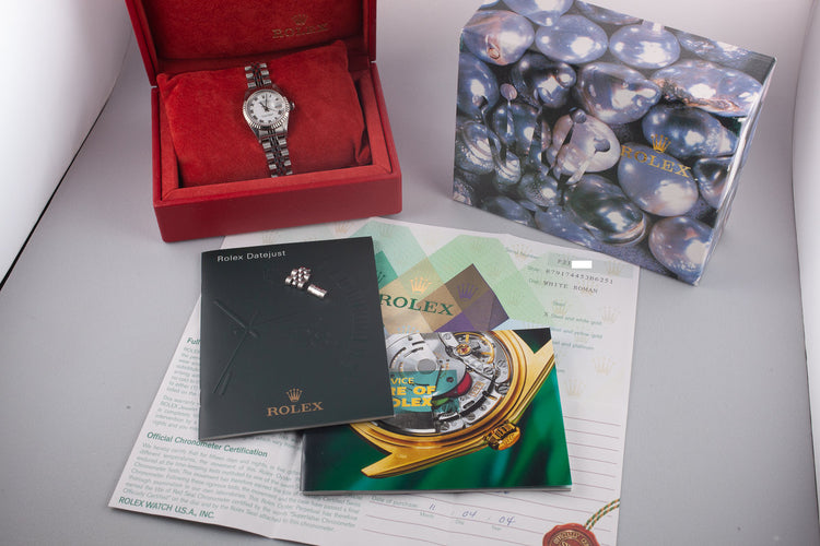 2003 Rolex Ladies DateJust 79174 White No Lume Roman Numeral Dial with Box and Papers