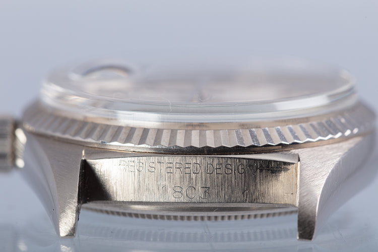 1965 Vintage Rolex 18K WG Day-Date 1803 Silver Door Stop No Lume Dial