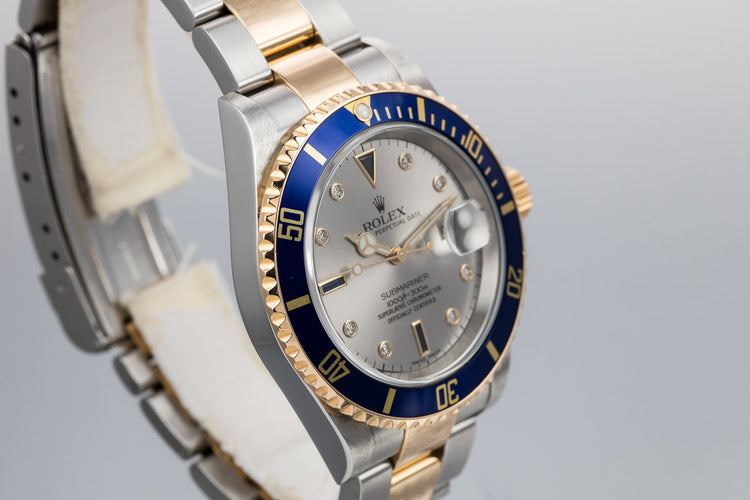 2006 Rolex Two-Tone Submariner 16613 Serti Dial with Box and Papers