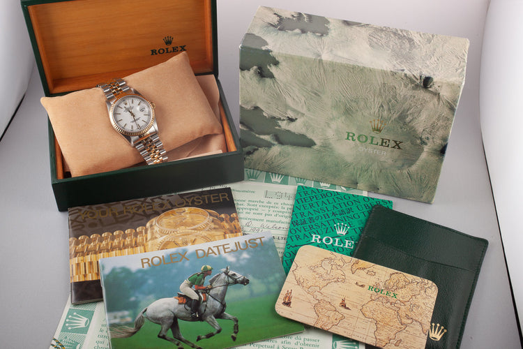 1989 Rolex Two-Tone DateJust 16233 White Dial with Box and Papers