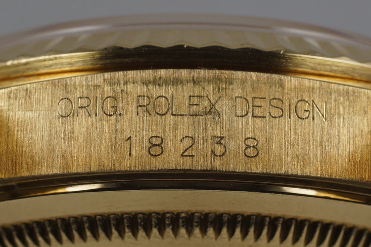 1995 Rolex YG Day-Date 18238 Factory Champagne Diamond Dial