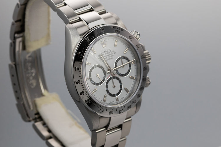 1999 Rolex Zenith Daytona 16520 White Dial with Box, Papers, and Service Papers