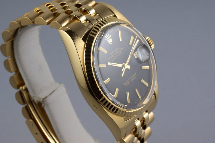 1972 Rolex YG DateJust 1601 Matte Black Dial
