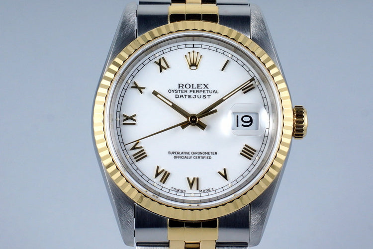 1994 Rolex Two Tone DateJust 16233 White Roman Numeral Dial with Box and Papers