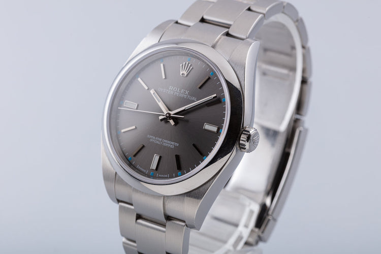 2017 Rolex Oyster Perpetual 39mm 114300 Dark Rhodium Dial Box & Card