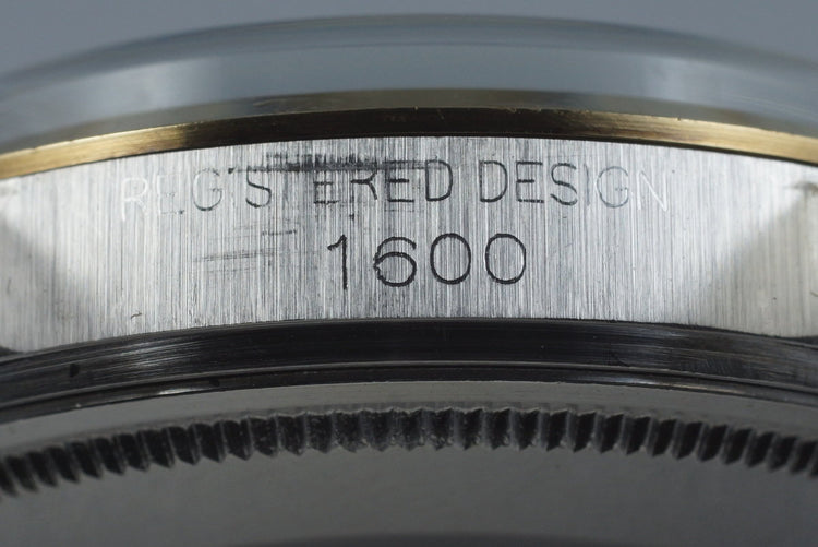 1971 Rolex Two Tone DateJust 1600 Glossy Gilt Black Dial