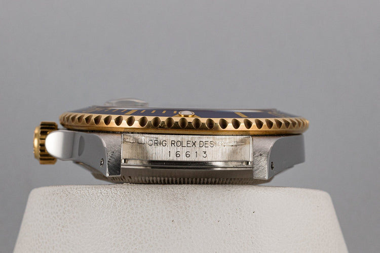 2002 Rolex Two-Tone Submariner 16613 Blue Dial with Box and Papers.