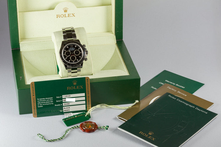 2007 Rolex Daytona 116520 Black Dial Box, Booklets & Warranty Card