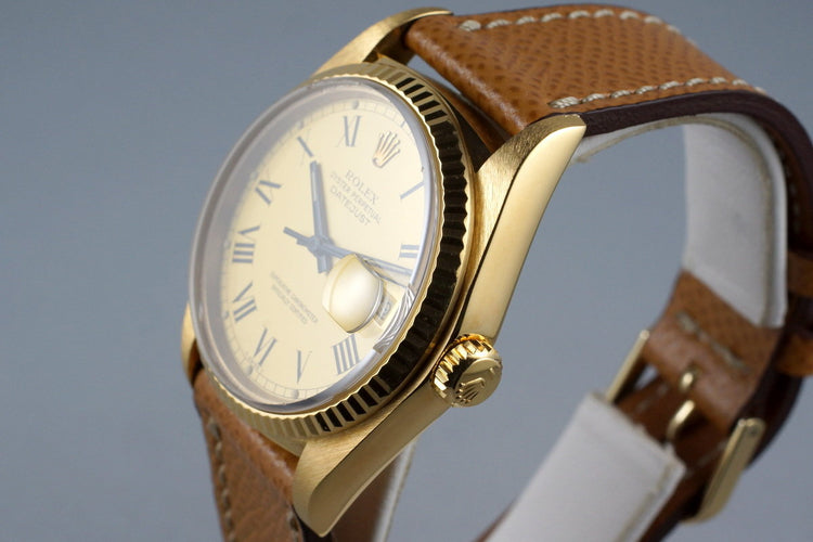 1983 Rolex YG Datejust 16018 with Champagne Roman Dial