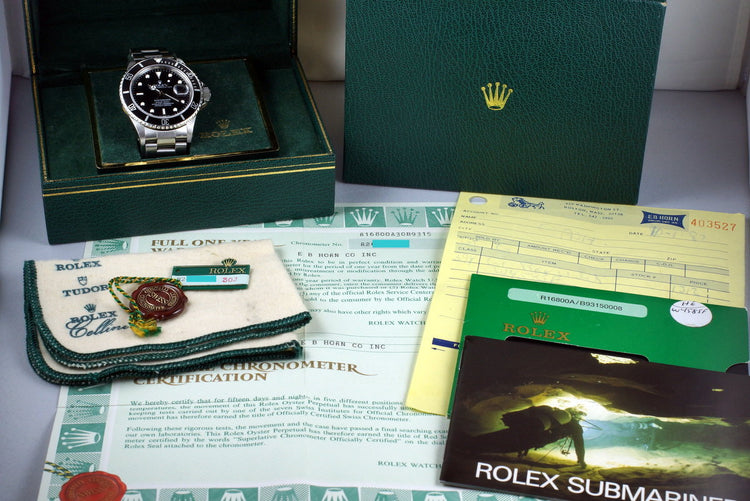 1988 Rolex Submariner 168000 Service Dial with Box and Papers