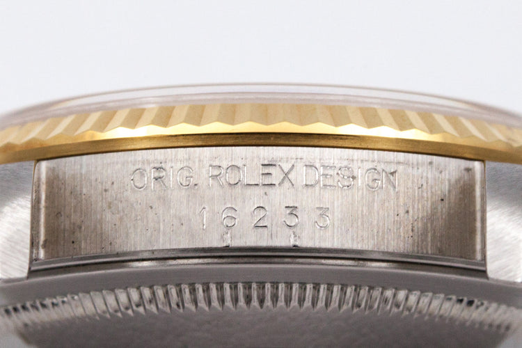 2003 Rolex Two Tone DateJust 16233 Cream Roman Pyramid Dial