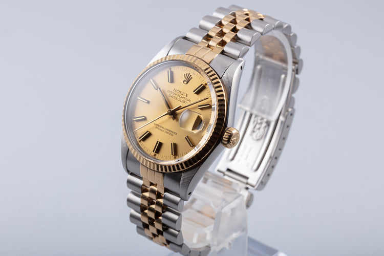 1985 Rolex 18k/SS DateJust Gold Dial