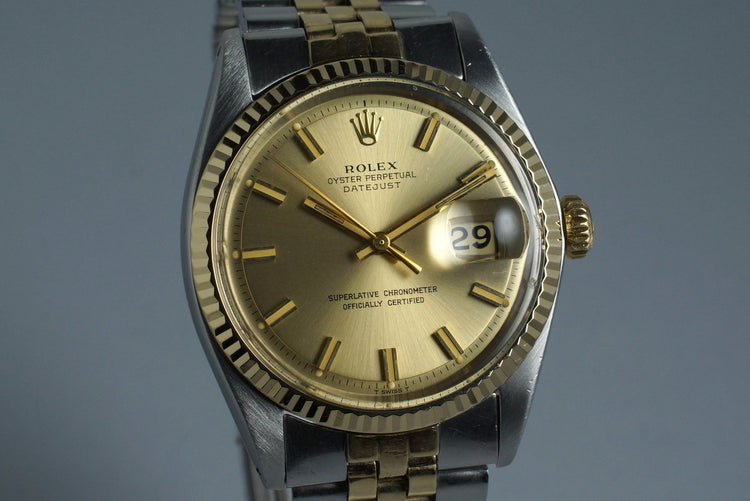 1971 Rolex Two Tone DateJust 1601 Champagne ‘Wide Boy’ Dial
